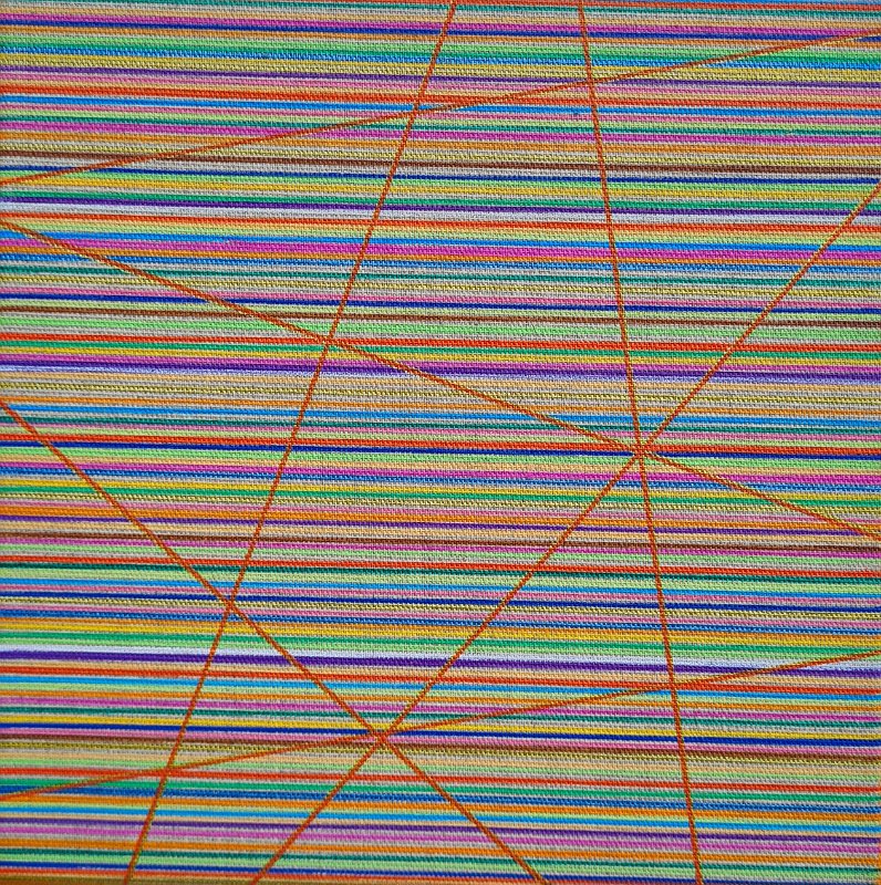 Coloured lines 5.5 orange 2026, 25x25, Acryl-Acrylstifte auf Leinwand, € 250